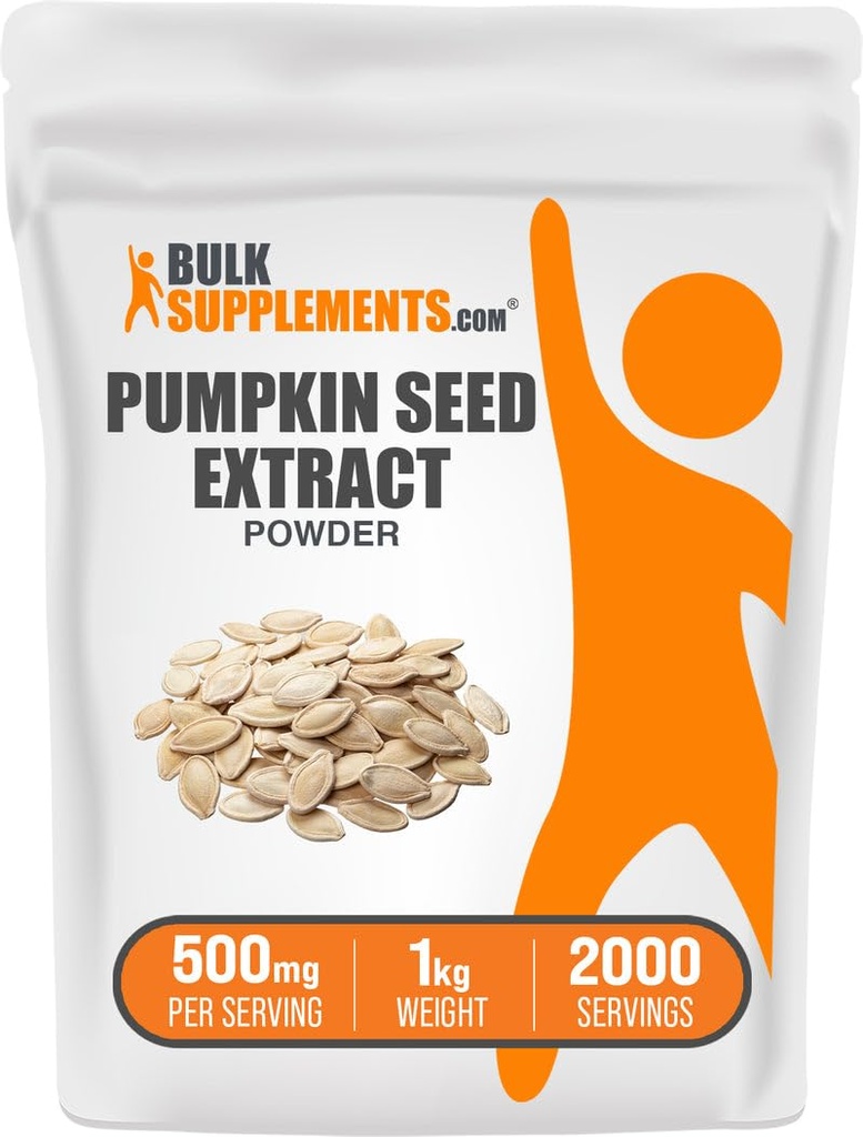 Bulk Assupports.com 南瓜种子提取粉 - 南瓜种子补充剂 草药补充剂 - Vegan & Gluten Free, 每服500毫克, 1kg (2.2磅) (Pack of 1)