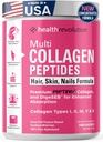 多Collagen蛋白粉,I型、II型、III型、V型、X型 - 5 水解Collagen Peptides、皮肤、毛发、钉子和关节、三联精制易混合、99%吸收率、非GMO、无胶质、无胶质
