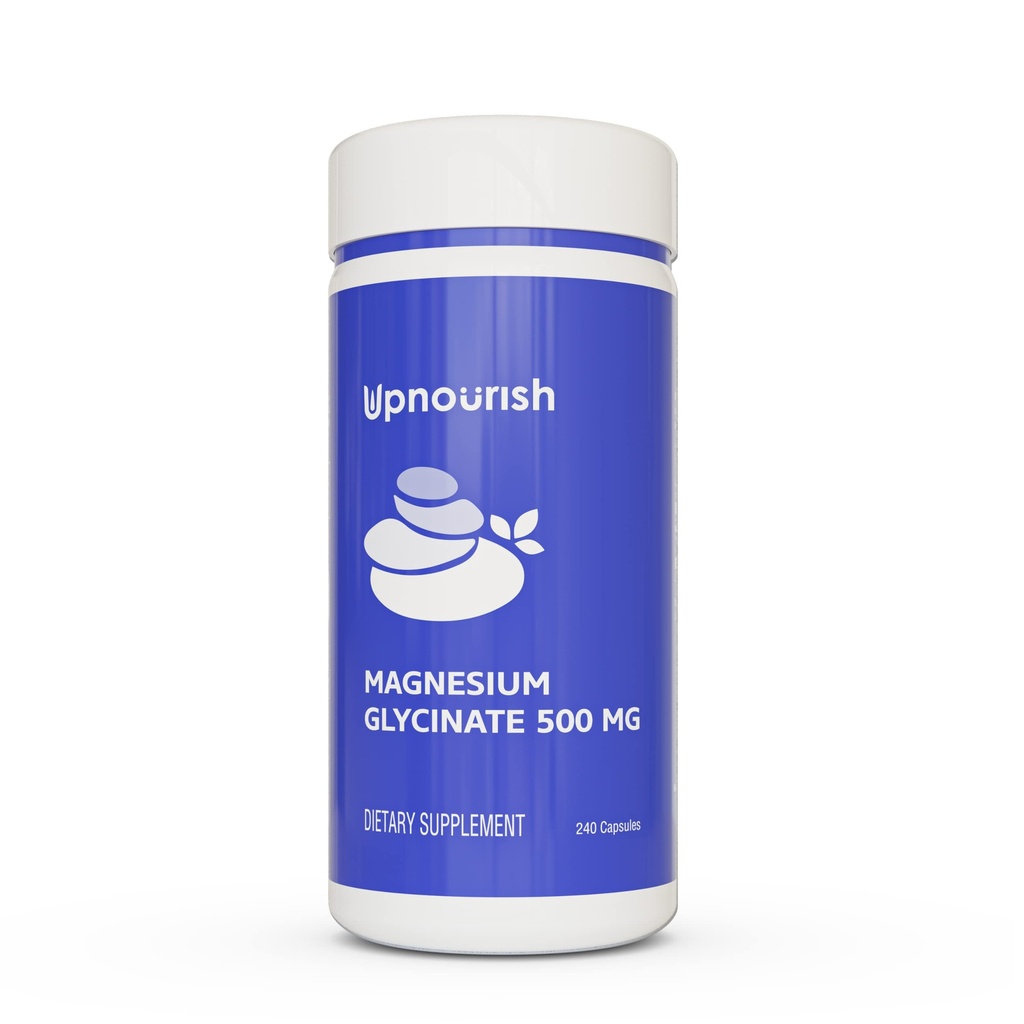 Up Nourish Magnesium Glycinate Chelate 500mg Capsules - 高抗腐蚀性Chelated Magnesium - 纯Magnesium 补充睡眠和平静支持、神经、肌肉和骨质健康