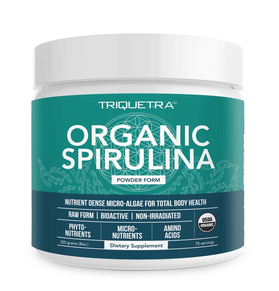有机螺旋藻粉 – 与帕里® 螺旋藻(Parry® Spirulina)一起制作,已知的高级纯度和营养密度 – Vegan Farming – 非辐照型 – 蓝绿色藻类超级食品 – 75 服务型 – 8 oz