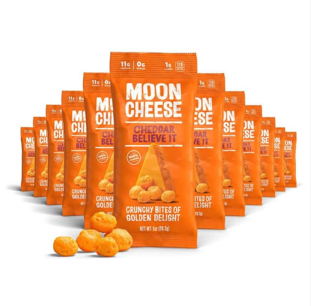 月奶酪 Cheddar相信它, 1 Ounce, 12 Pack, Crunchy, 蛋白质-里奇奶酪 Snack, Keto Friendly, 100%真正的奶酪