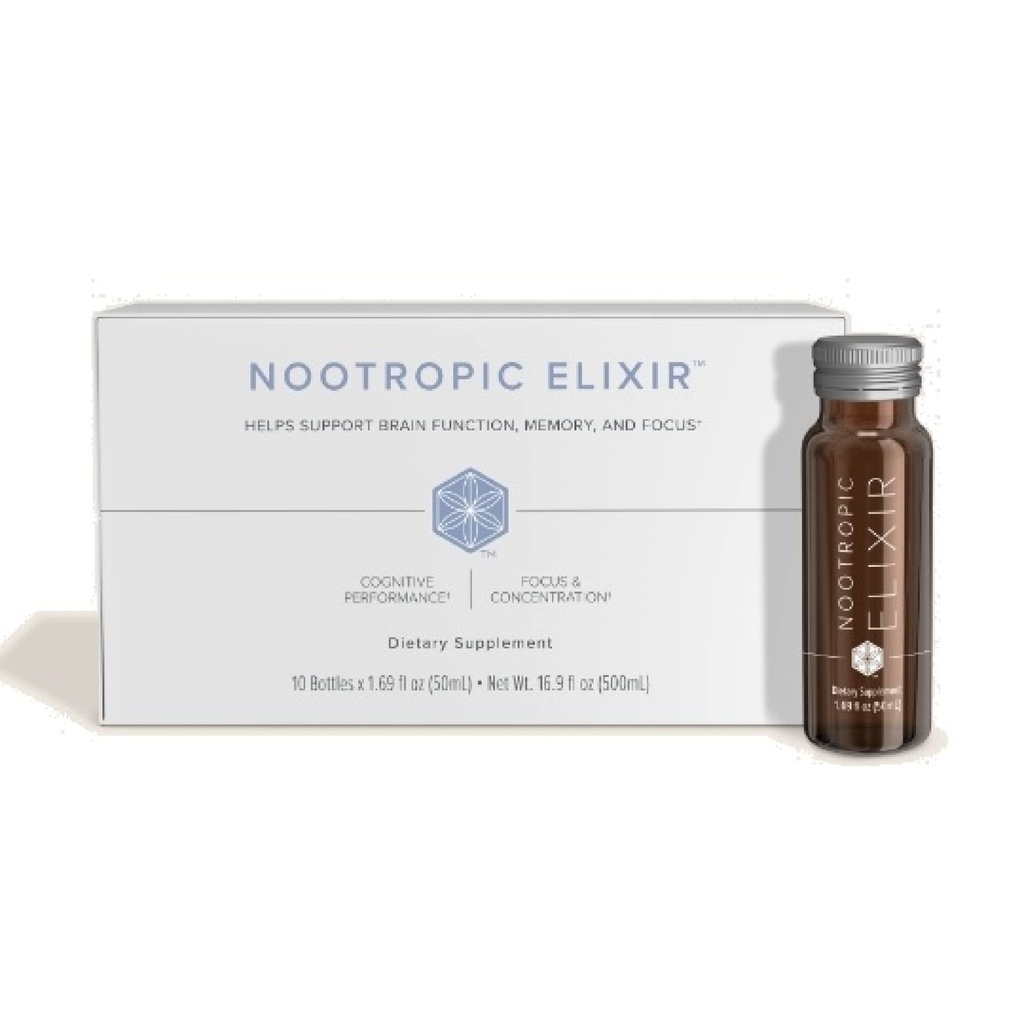 Isagenix Nootropic Elixir- Brain Health & Focus Supplement - 配有绿色茶叶提取的液体补充,支持健康的心智集 - 1.69 Oz瓶子(10个计数)