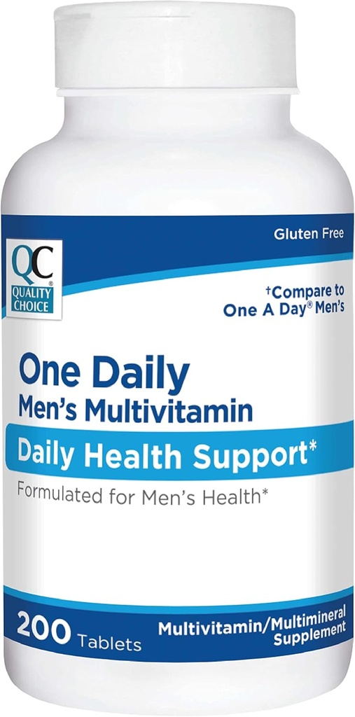 质量选择 One Daily Men's multivitamin – 配有基本维生素和矿物的完整每日平板 – 100平板 – 适合男性日常需要的营养支持