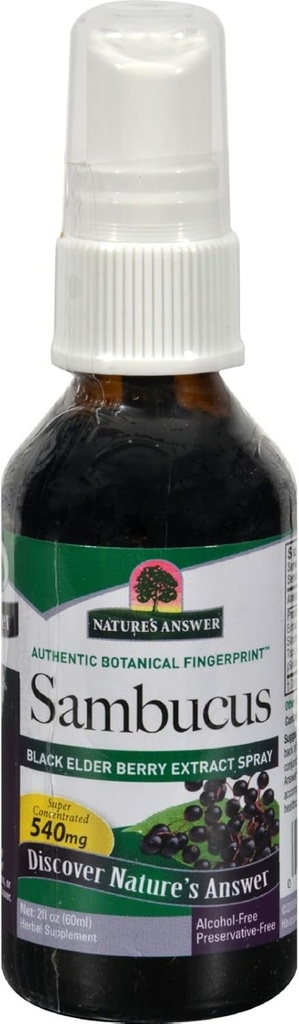自然之答 Sambucus Syrup 提取喷雾2 Fluid Ounces | Immune boster 在Go 旅行友好 | 富于抗氧化剂 | 天然免疫支持