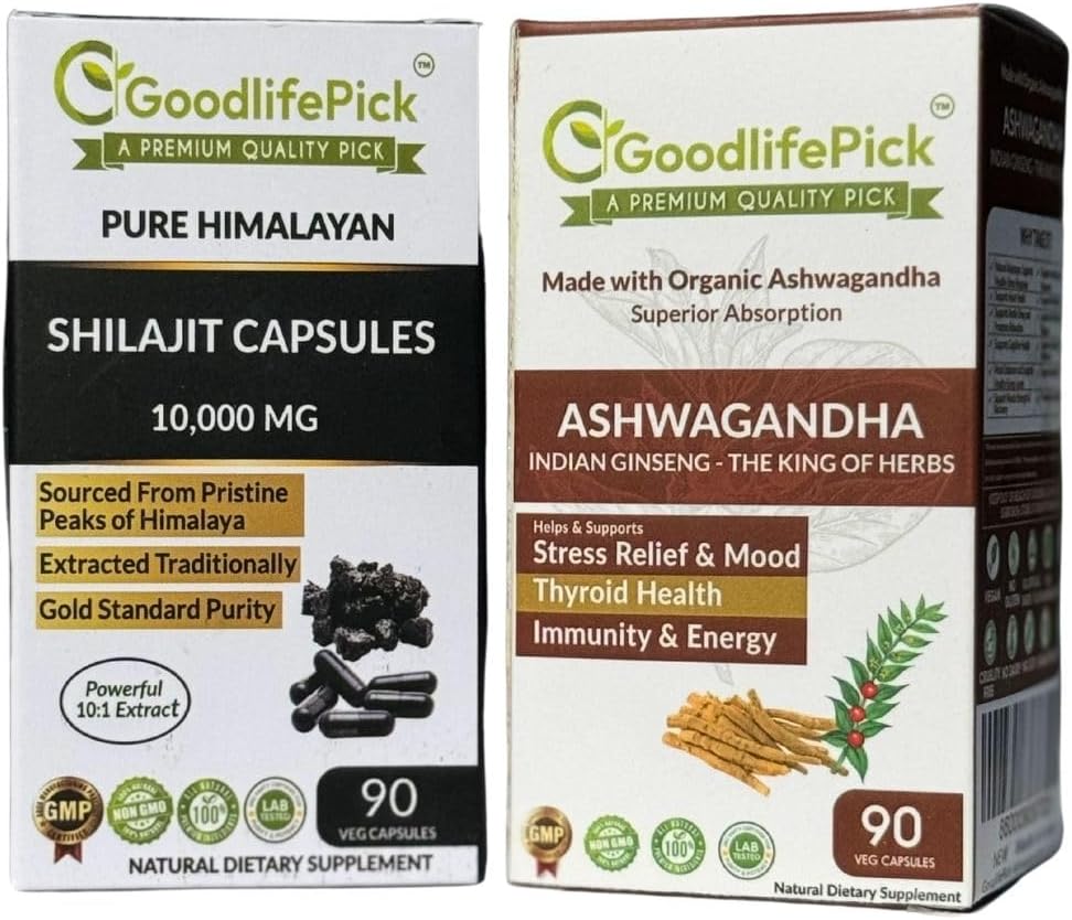 喜马拉雅 Shilajit Capsule & Ashwagandha Capsules Pack 90+90 cm 黄金标准精度质量为最大福利. 所有天然非转基因生物 无水稻粉 无填料 无二氧化硅 无蒸馏