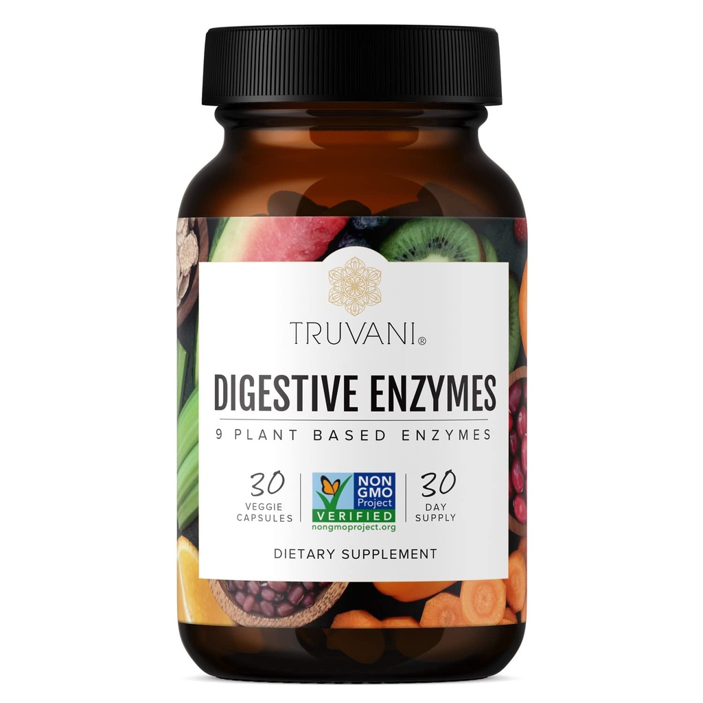 Truvani 消化酶 | 9 Enzyme Blend | 消化支持 | 减 bloating | 增 营养吸收 | 非GMO Capsules | 30日供应