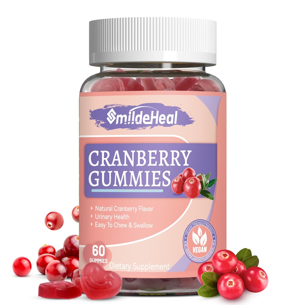 Cranberry Gummys 1000mg, Cranberry Supplements for Women, 配音:D-Mannose 250mg, 女性 Probiotic Gummys, Urinary Tract Health, Cranberry Flavor, 无转基因生物, 60 Counter