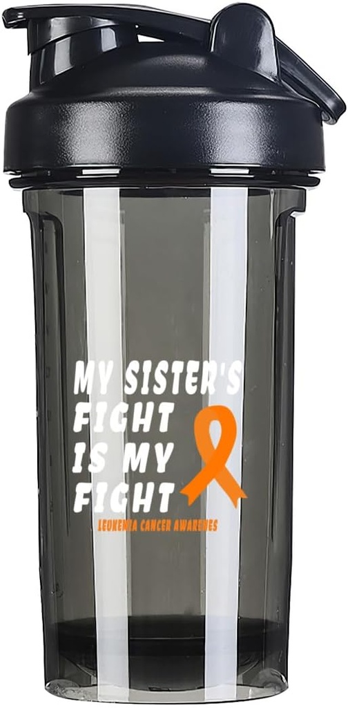 白血病癌症意识 18 Ounce Shaker 瓶装饮料 混合剂 防渗漏 工作前蛋白 摇头丸 替代食品 摇头丸 500ML/18 Oz Black