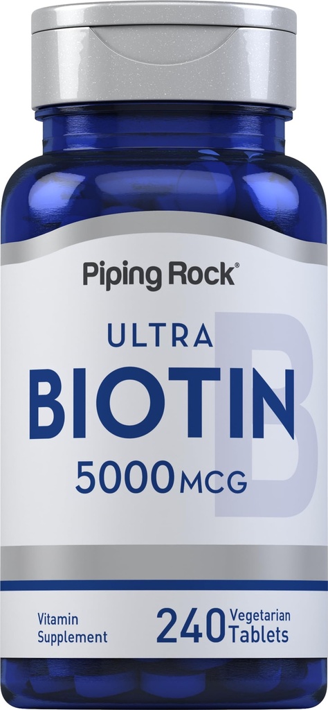 (原始内容存档于2017-09-21) (英语). Piping Rock Biotin 5000mcg | 240 片 | 美丽维生素补充 | 蔬菜,非GMO, Gluten Free