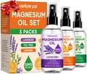 Venture Pal 3-Pack Tableal Magnesium Oil Spray Set for Feet – 理想的放松礼物,更好的睡眠,腿和关节的肌肉救济,健康的头发和皮肤. 非灰色快速吸收