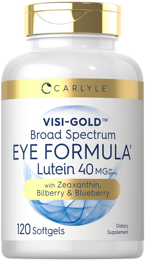 卡莱尔眼部健康补编 120 Softgels 与Lutein 40mg, Zeaxanthin, Bilberry 和 Blueberry – Broad Spectrum 眼部支持 Vitamins → Non-GMO, Gluten 自由公式