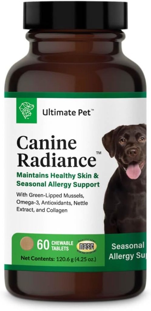 ULTIMATE PET 营养性犬皮过敏支持补品 狗皮,Omega-3 皮肤水分,抗氧化剂 防止痒伤及加固Coat,60可切片