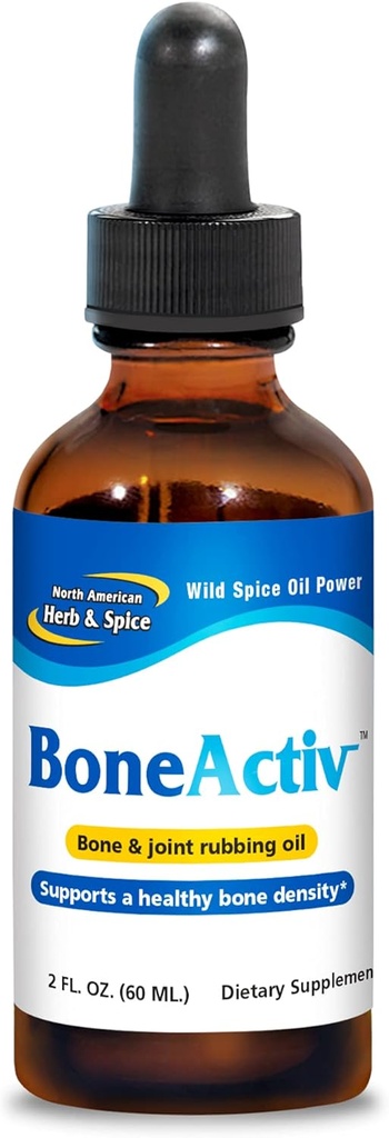 北美Herb & Spice BoneActiv - 2 f. oz. - Bone & Joint Rubbing Oil - 支持健康骨骼 - 非GMO, Vegan - 346 服务