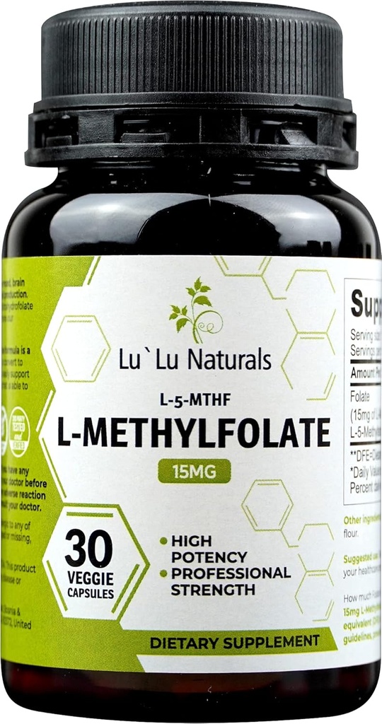 Lu'Lu Naturals L 甲基folate 15mg 活化甲基Folate, 叶酸, 5-mthf 30 Veggie Caps