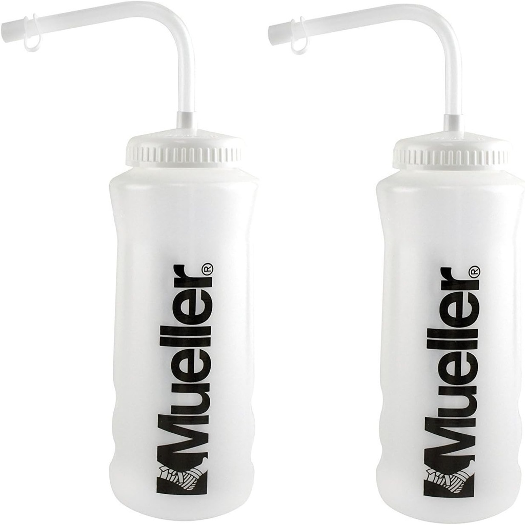 Mueller 夸特瓶 W/ Straw, 自然颜色 w/ 黑字母 (2- Pack)