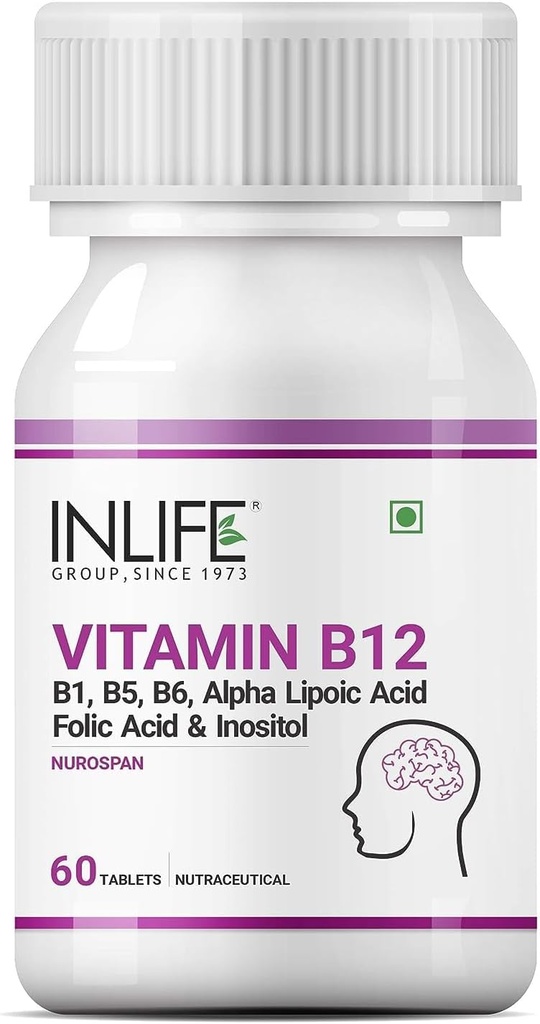 维生素B12与B1、B5、B6、Alpha Lipoic Acid ALA、Folic Acid、Inositol补充剂-60