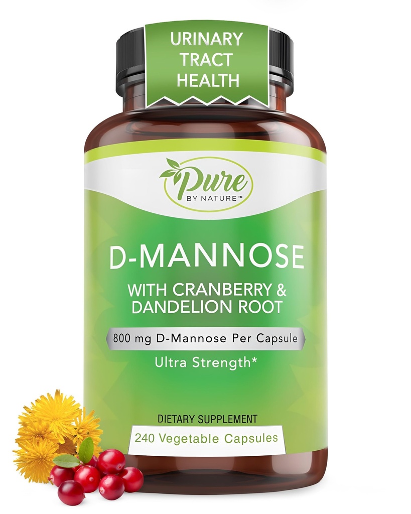 纯天然600mg D-Mannose Vegan Capsules 配有 Cranberry & Dandelion 提取, Urinary Tract 健康支持, Flush impurity, 解毒体, 240 计数