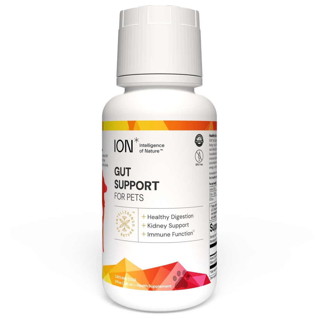 ION* 对宠物的自然固态支持信息 - 狗和猫的液体抗生素投放替代品,小狗的消化健康,皮肤和毛发健康 - 8 fl oz (Pack of 1)