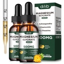 (2 Pack) Magnesium Glycinate Supplement, Magnesium Liquid Drops with Magnesium Glycinate 500mg Ashwagandha, L - Theanine, Chamomile -Supports Optimal Calm Sleep Vegan