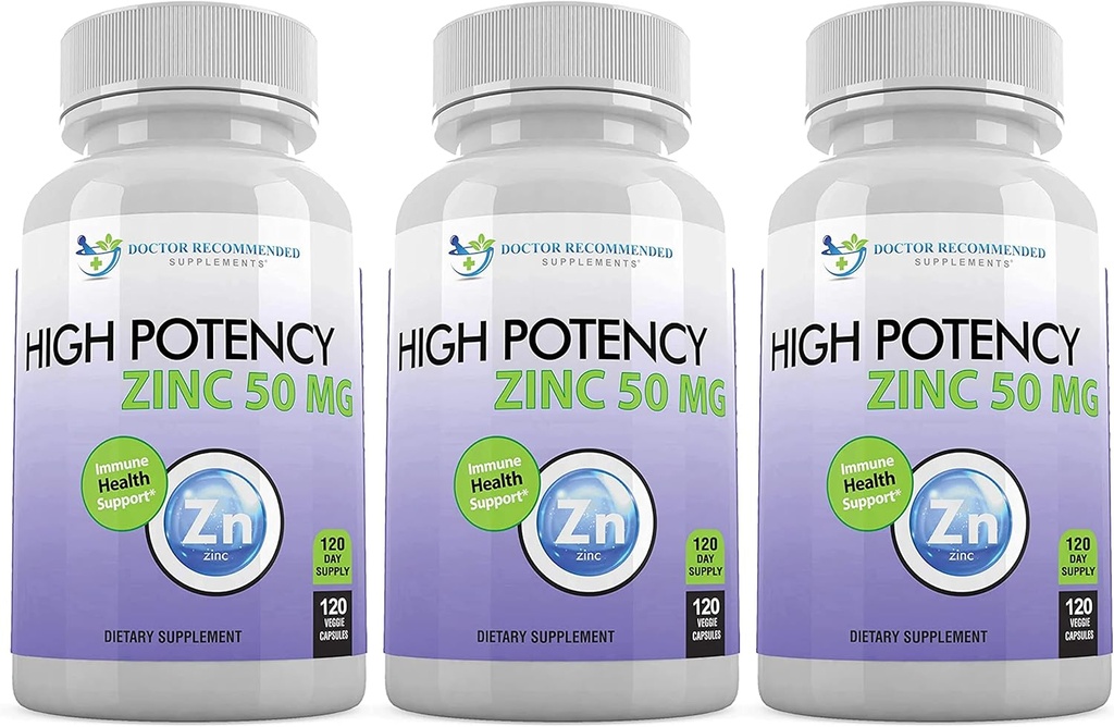 锌 50mg - 锌 Picolinate Immune健康支助补充 360 Veggie Capsules for 成人和孩子维生素,井下高活性纯锌补充剂 - 50mg 个人服务