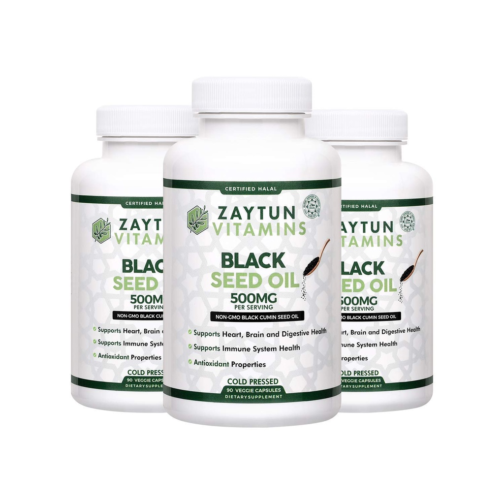 Halal黑种子油(3-Pack) 冷宠奈杰拉·萨蒂瓦,支持心,脑,关节,免疫健康,非GMO,美国制造-Halal维生素