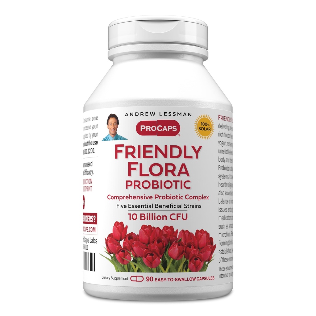 Andrew Lessman Friendly Floroce Probioules 90 Capsules - 10亿 CPU, 五种Probiotic Strans的综合融合,强力免疫和消化支持. 女性或男性的抗生素