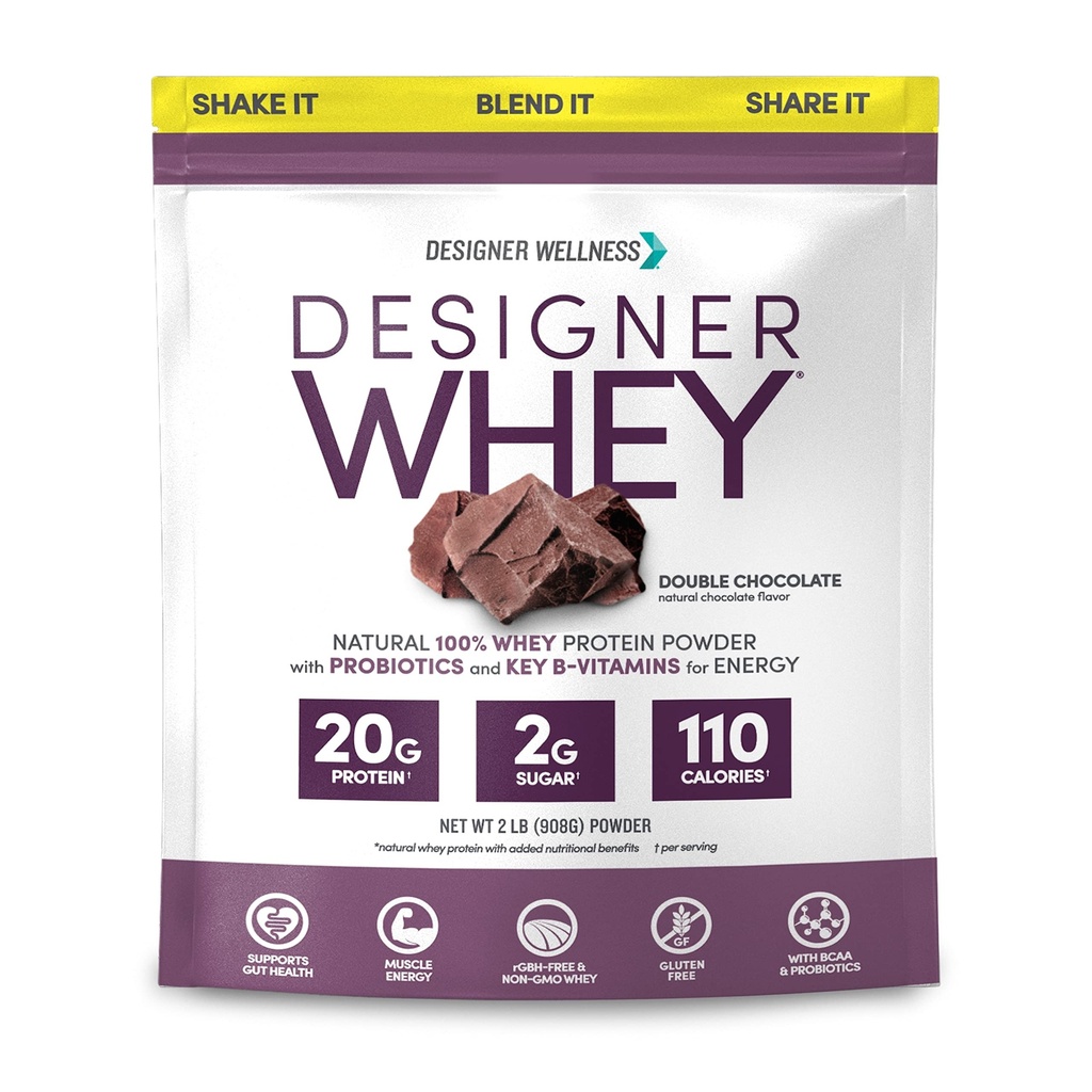 设计师Wellness,设计师Whey,天然Whey蛋白粉配有Probiotics,Fiber,以及能源用关键B-维生素,Gluten-Free & Kosher,双巧克力,2磅