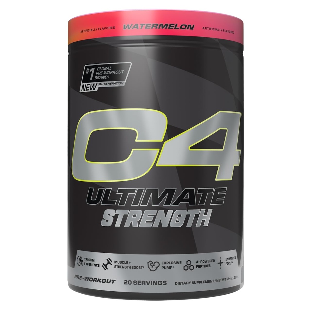 细胞素 C4 超强工作前粉 - 三进制体验 300mg Cafeine+TeaCrine+Dynamine - Creatine & Beta-Alanine - 男女能量补充 - 西瓜,20种服务