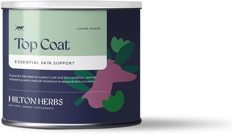 Hilton Herbs Canine Top Coat 对狗体内健康皮肤和煤炭条件的补充, 4.4 oz Tub