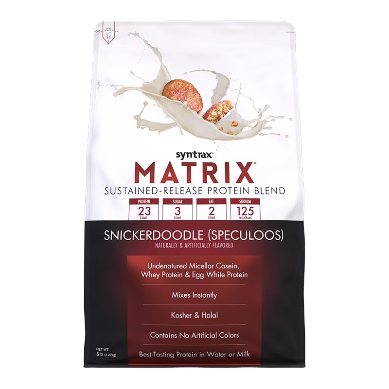 Syntrax营养矩阵 持续释放蛋白质混合剂 Snickerdoodle 与 Real Cookie Pieces 5 lbs.