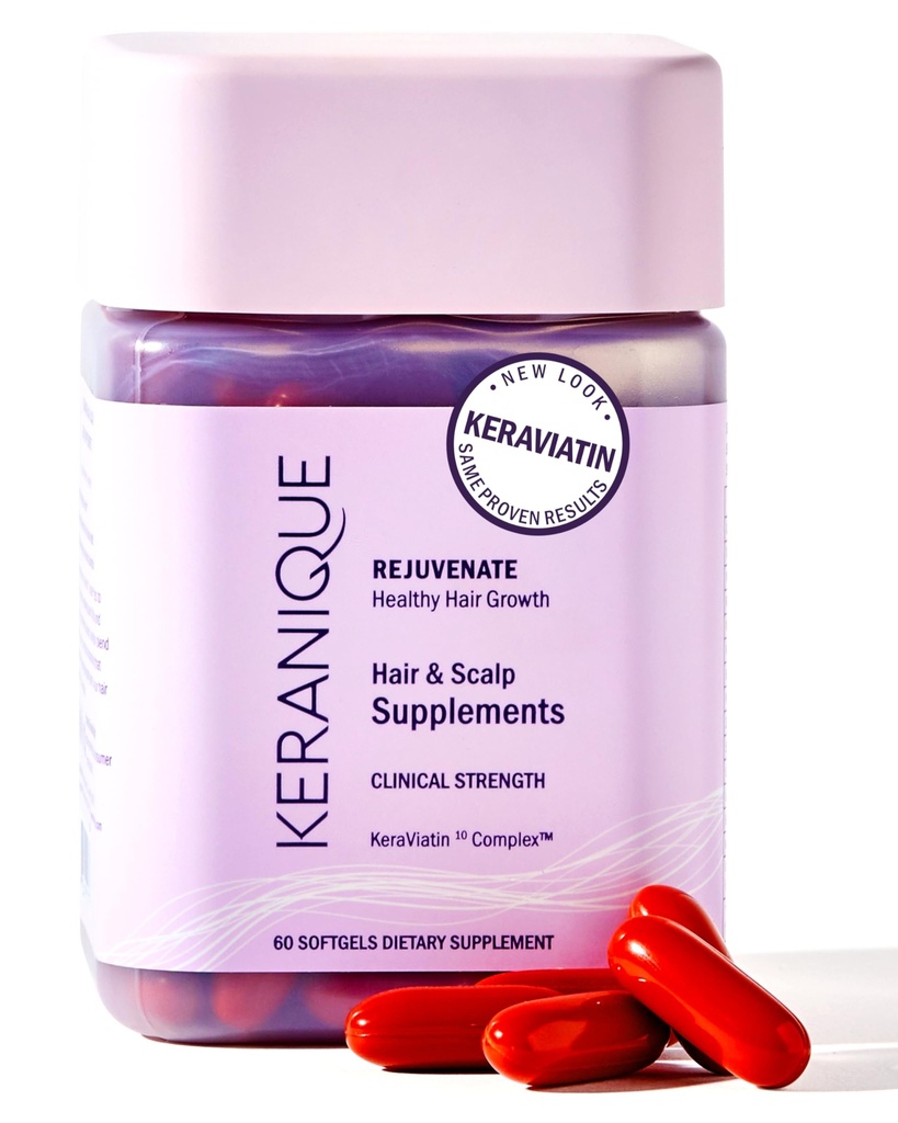 Keranique hair & Scalp 补充品 - 促进力量和成长最佳,用于用Biotin、维生素B、更具生命力的营养剂 Kerviatin 稀释 Nourish Your