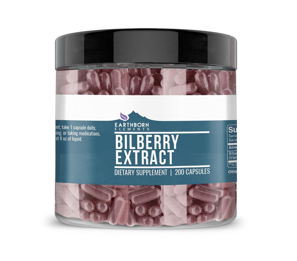 土生土长的元素 Bilberry 提取器 200 Capsules, 纯和未稀释, 无添加剂