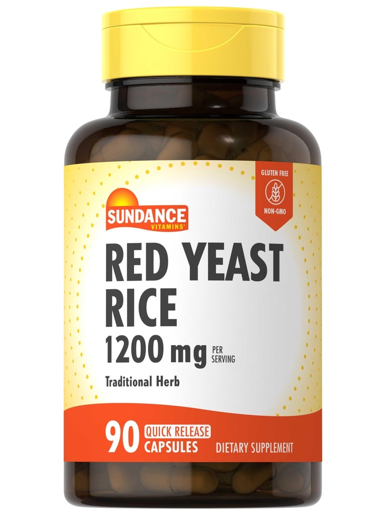 Sundance Red Yeast Rice Capsules 1200mg = 90 Counter 传统草药补充 = + Non-GMO 和 Gluten 自由公式