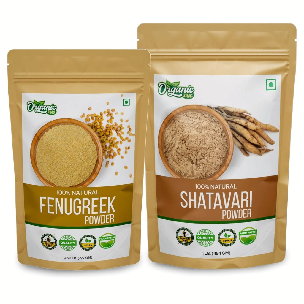 ORGANIC ZING Shatavari - 454g & Fenugreek 粉末 - 227g