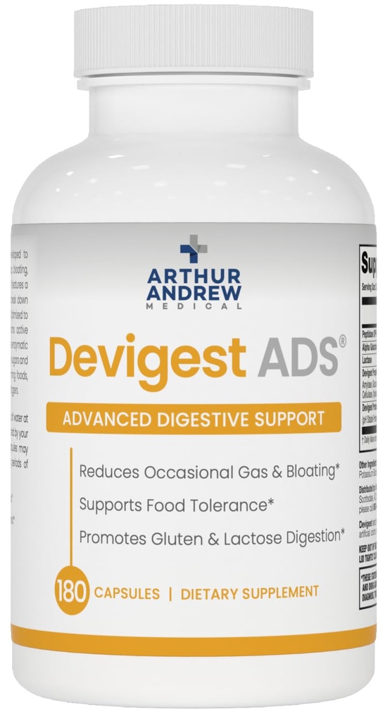 Arthur Andrew Medical - Devigest ADS, 高级消化支持,抗乳糖不容忍和病原敏感症救济,Vegan, Non-GMO, 180 Capsules