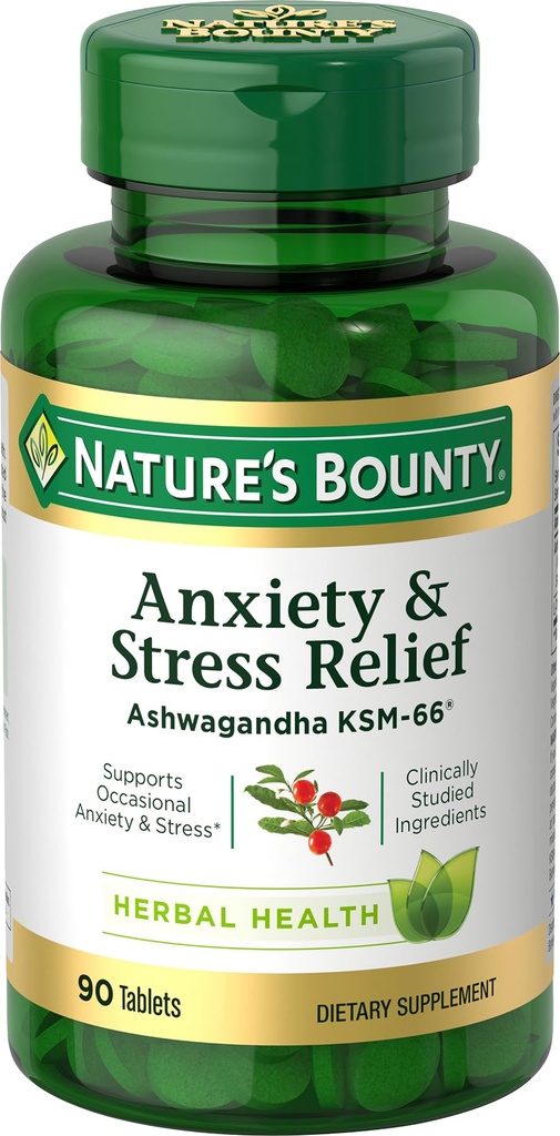 Ashwagandha KSM-66,《大自然的宽裕压力救济》,《支持不定期压力救济》,《饮食补充》,每日2张牌匾,《蔬菜药片》,《免费葡萄酒》,90Ct