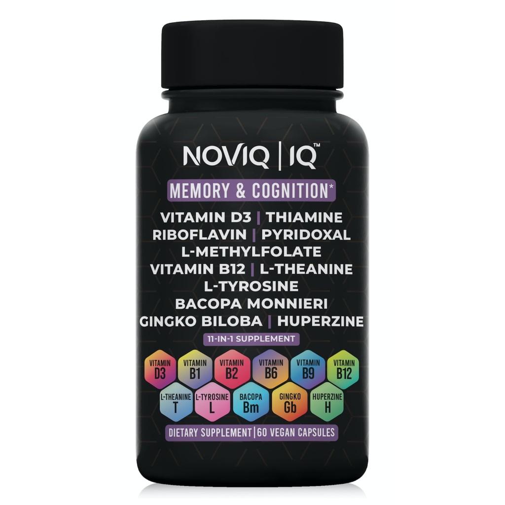 11-in-1 Nootropic 补编:支持记忆和认知-100mg Ginkgo 150mg Bacopa 300mcg Huperzine 200mg L-Theanine 150mg L-Tyrosine & Bioactive B-Complex w/ 5-MTHF - 1,100mg+ 服务 - 60 个数