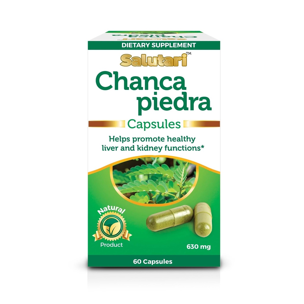 SALUTARI Chanca Piedra 断石器,60个植物人Capsules - 肾脏健康天然断石器补充,肝脏清洁剂和Gallblader支持 - 天然解毒剂补充剂