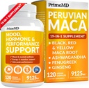 PrimeMD 19-in-1 秘鲁 Maca Root Capsules - 9125 mg Ashwagandha 配有 Maca Fenugreek 和 Ginseng 用于Mood、Hormone 和性能支持(120 Capsules)