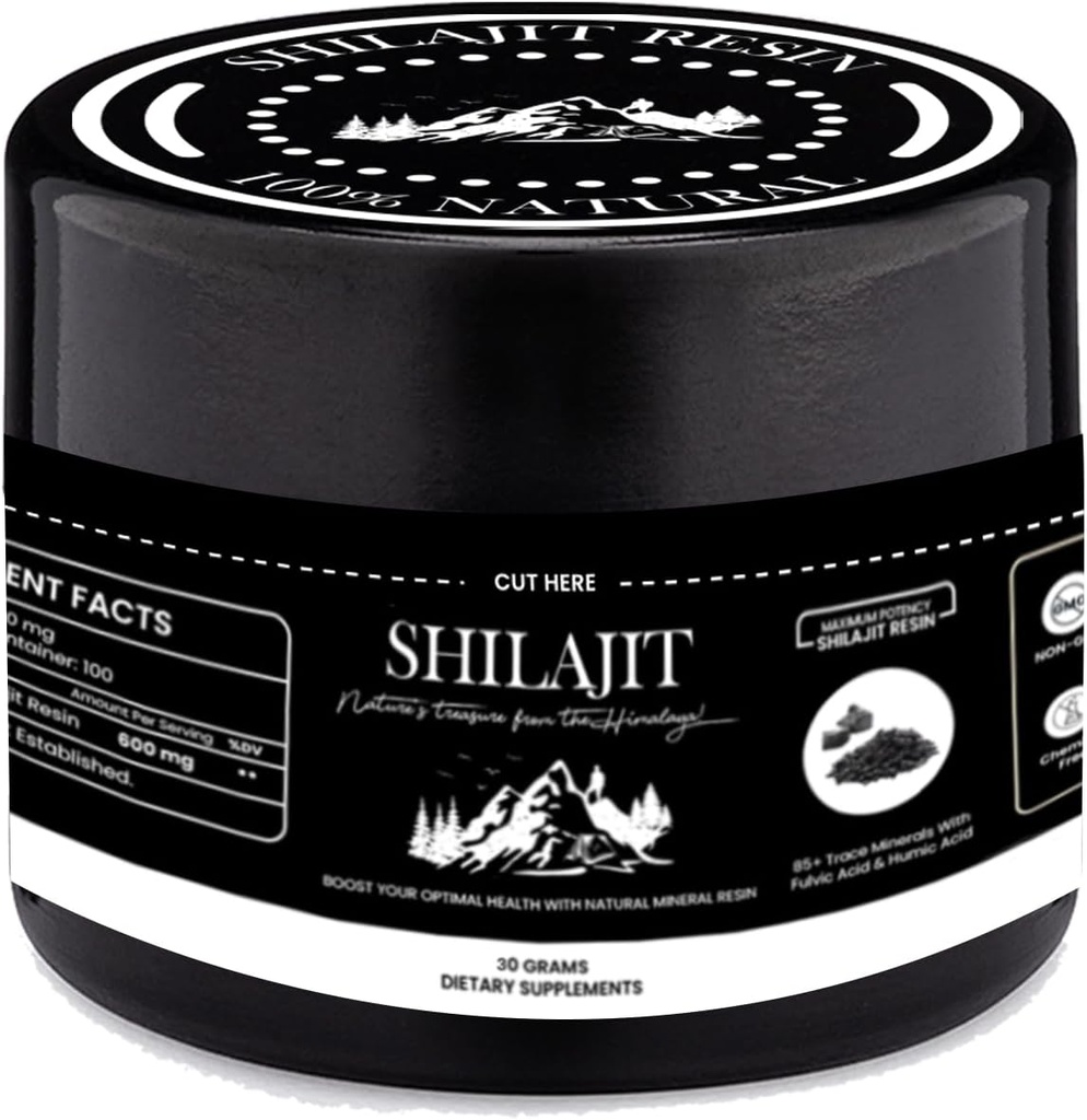 Shilajit纯喜马拉雅Resin——100%纯纯的Shilajit配富尔维奇酸和85+痕量矿物——支持能源、豁免和男性健康(30克)