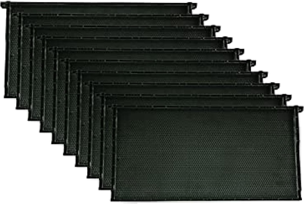Mann Lake Premium Bekekey Frames, All-in-One Frame & Foundation, Natural Beeswax Coating, Universal Fit, BPA & BPS Free, 9 1/8英寸,黑色, 10Pack