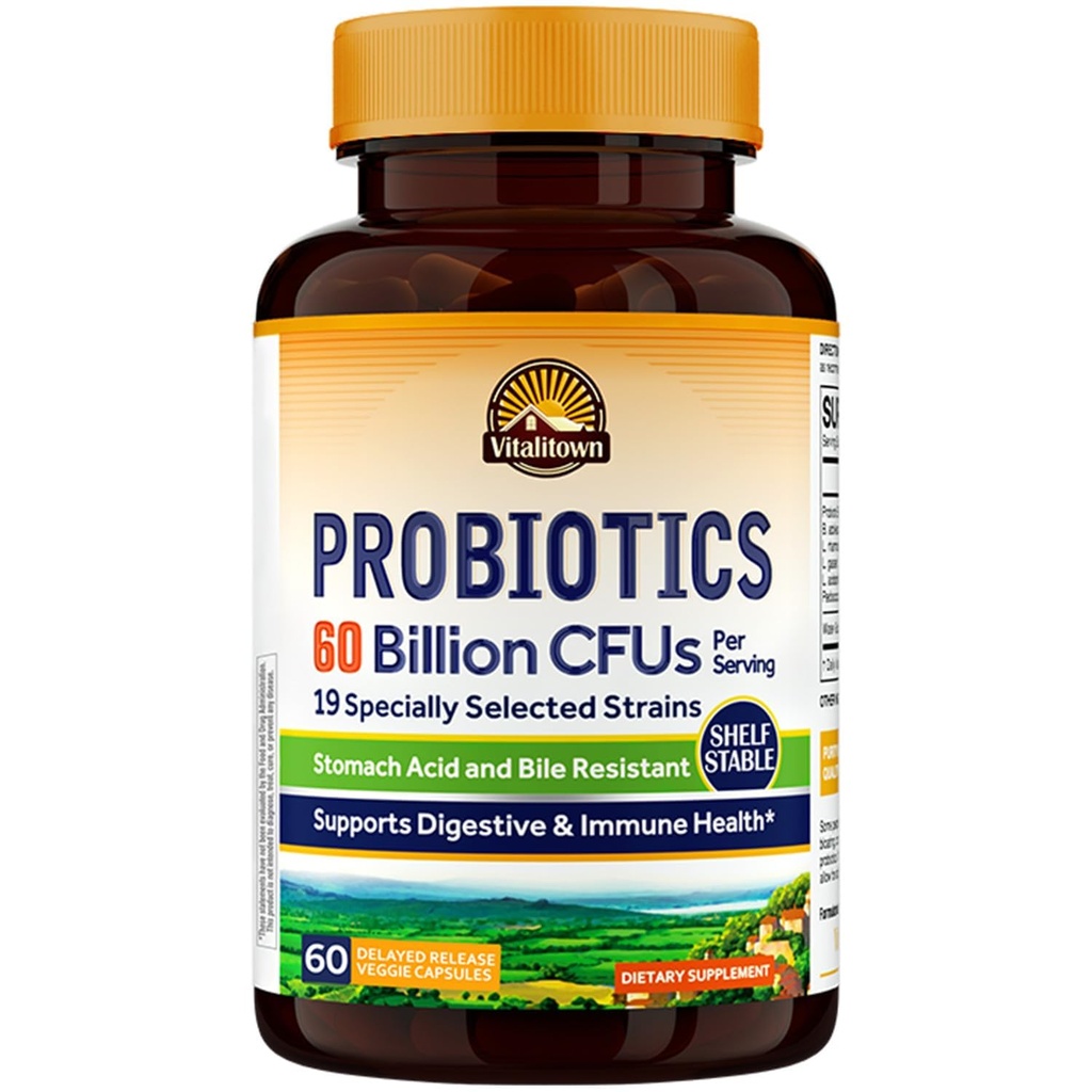 (原始内容存档于2018-10-05) (英语). Vitalitown Probiotics + Prebiotics → 600亿 CPUs 19 Strains → 60 延迟释放 Veg Caps → Stable, Prebiotics and Probiotics → 消化性健康, Immune Health → Vegan, Non-GMO, No 奶制品