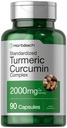 Horbäach Turmeric Curcumin Supplement 2000 mg | 90 Capsules | 配黑辣椒的复合体 | Non-GMO, Gluten Free