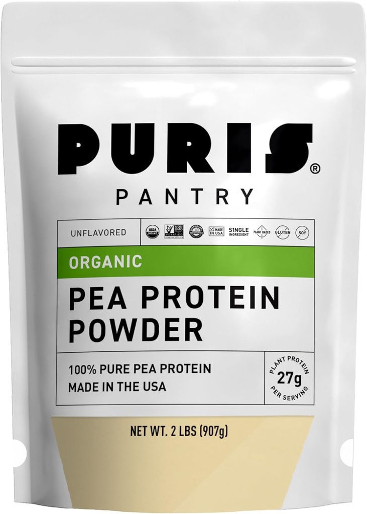 PURIS 有机豆蛋白粉 — USDA 有机蛋白 → 27g 植物蛋白 Protein Pervice → Non-GMO Gluten - Free Soy - Free → Clean Label — 光滑味 — 用于摇摆,滑动,烘焙 → 2 lb