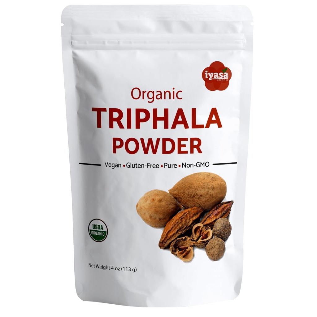 Iyasa Hollics 有机Triphala Powder, Ayurveda 超级食品,自然体解毒剂,Bowel Cleanser,Herbal Laxative,4 Ounce 113格拉姆