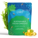 Calgee Vegan Omega 3-450mg DHA & EPA 脂肪酸 - 可持续藻类油 - 植物鱼油替代品 - Carrageenan-无软胶(60Ct)