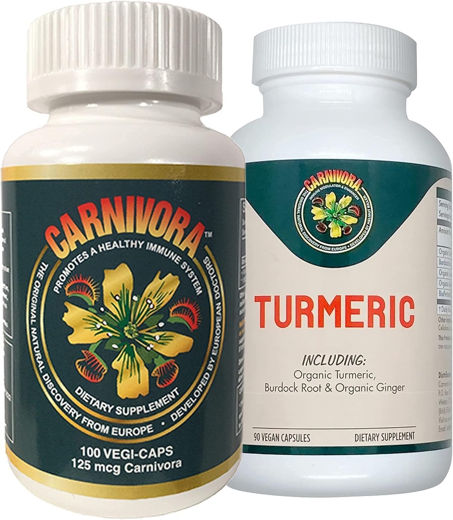 Carnivora Vegi Caps + Turmeric Combo - 增强关节和消化功能的Immune系统支持(Bundle带有1瓶Vegi Caps和1瓶Turmeric)