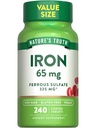 自然界的真理铁板 65mg | 240 伯爵 | 325mg Ferrous Sulfate | Vegan, Non-GMO & Gluten Free Supplement