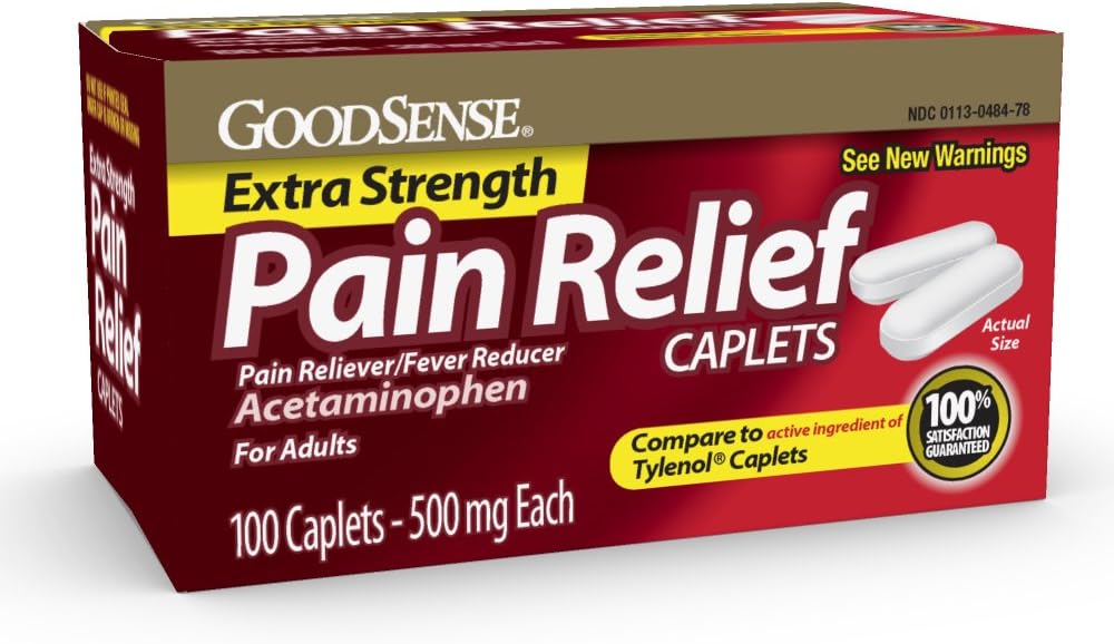 心智超强疼痛缓解 - Acetaminophen Caplets 500 mg - 头痛,肌肉痛,关节炎缓解,100个计数