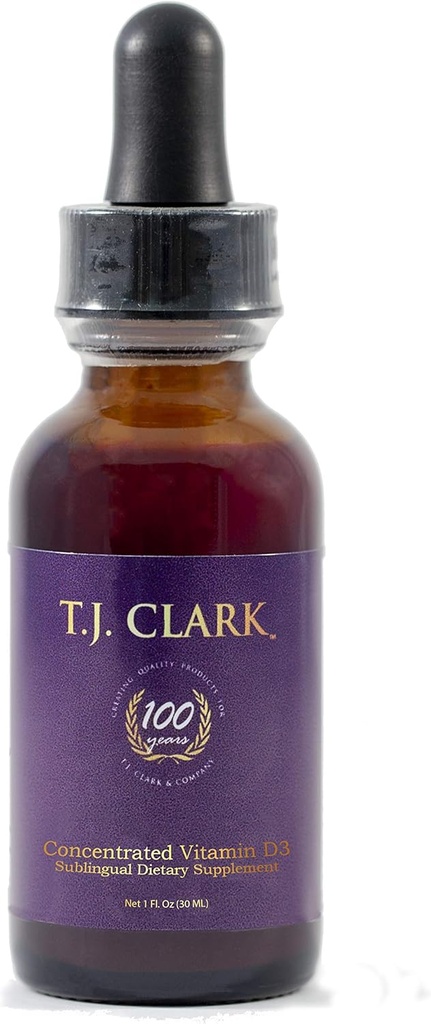 液体维生素D3 125mcg / 5000 IU, 1 f. oz. 专注的副语言饮食补充,TJ Clark, Glass Dropper